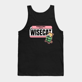 Konichiwa I'm the Wise Cat Funny Japanese Name Tag Cat Lover Gift Tank Top